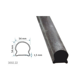 Madlová tyč dutá 57x54x1,5mm, vzor kôra, predajné v 3m/6m Madlová tyč dutá 57x54x1,5mm, vzor kôra, predajné v 3m/6m